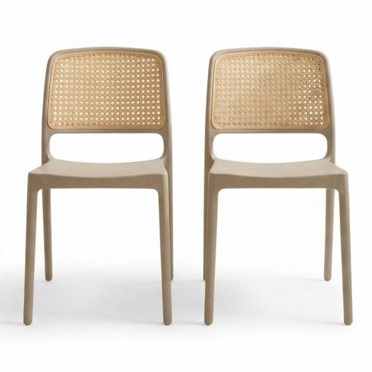 Set de 2 Sillas Texas, Color Taupe y Beige, con Espaldar Transpirable
