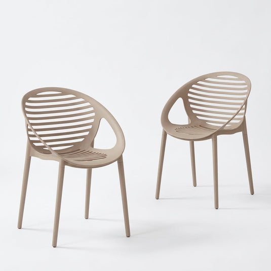 Set de 2 Sillas Tokio con Brazos, Color Taupe, con Espaldar y Diseño Moderno