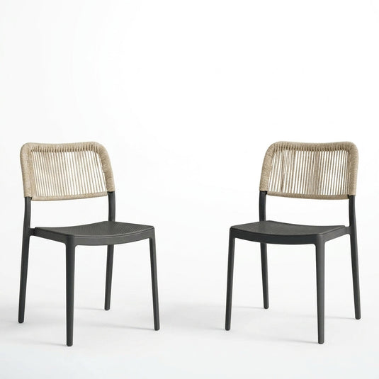 Set de 2 Sillas Austin, Color Negro, con Espaldar Tejido