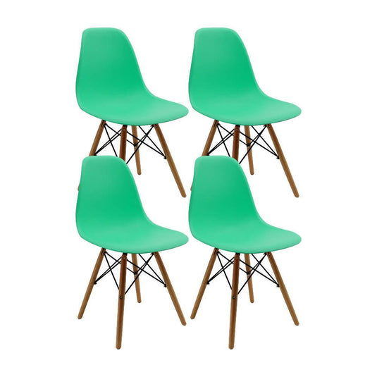 Kit por 4 sillas Eames Patas En Madera para comedor, sala, restaurante - Verde Menta