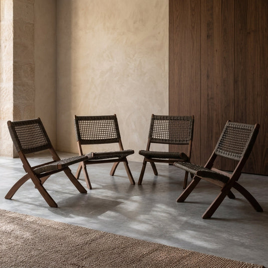 Set de 4 Sillas Plegable de Madera para Exterior Vora, Mocha, Diseño Rústico y Moderno