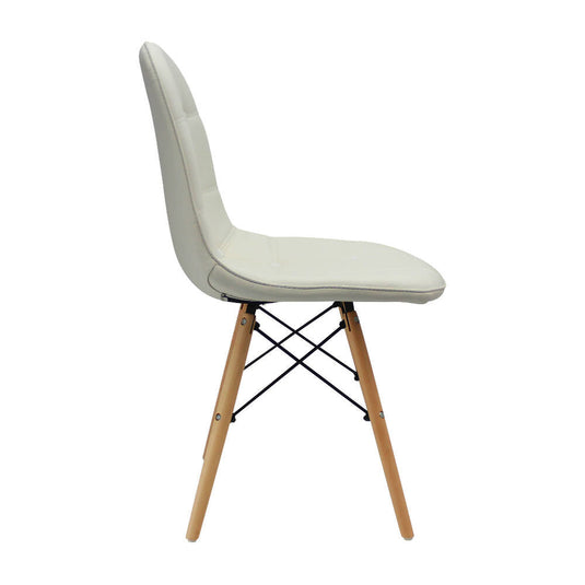 Kit por 4 Silla Botones Eames Acolchada - Blanca