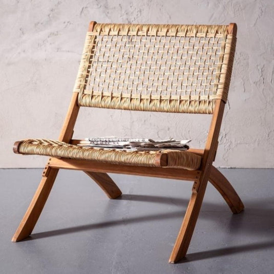 Set de 2 Sillas Plegable de Madera para Exterior Vora, Crudo, Diseño Rústico y Moderno