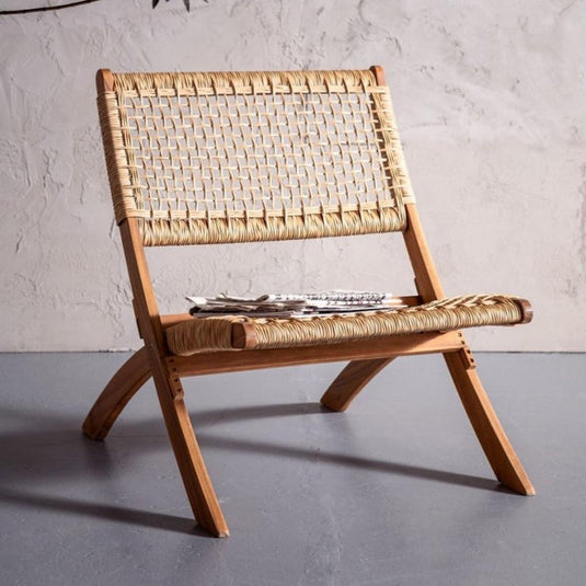 Set de 2 Sillas Plegable de Madera para Exterior Vora, Crudo, Diseño Rústico y Moderno