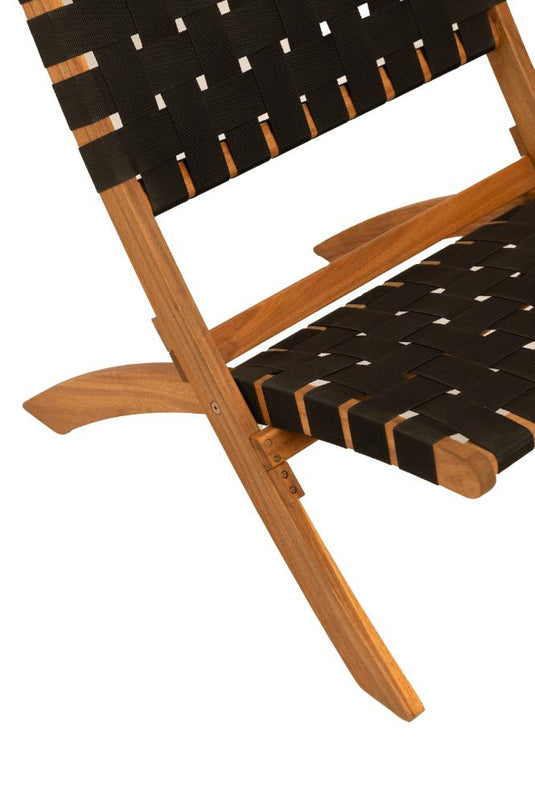 Set de 4 Sillas Plegable de Madera para Exterior Eris, Negro, Diseño Fresco y Moderno