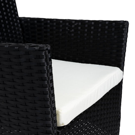 Juego de Sala Exterior Zafiro, Negro y Blanco, con Dos Sillas de Una Plaza y Una Silla de Dos Plazas