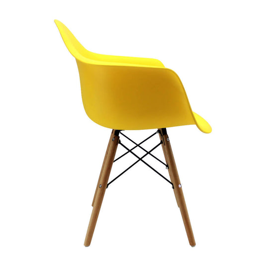 Kit por 4 Silla Eames Con Brazos Patas en Madera - Amarillo