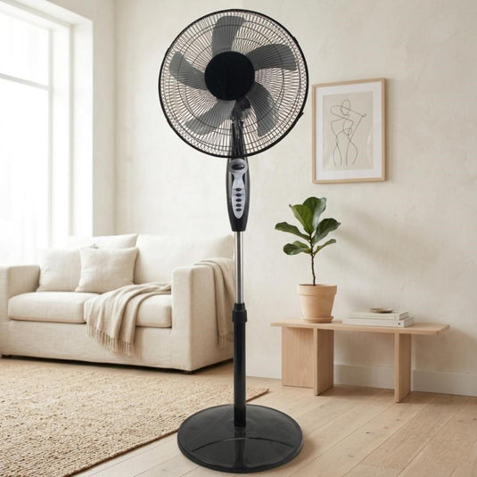 Ventilador Savoy 16, Negro, con temporizador y 3 Velocidades, Incluye Control Remoto