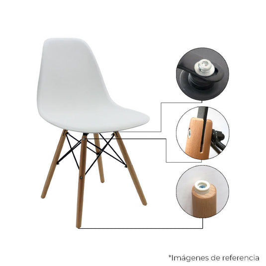 Kit por 2 sillas Eames Patas En Madera para comedor, sala, restaurante - Blanca