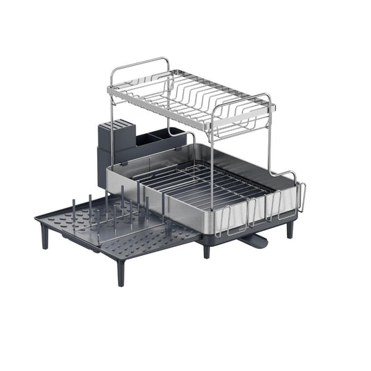 Escurridor de Platos Zenora, Gris Oscuro, de 2 Niveles