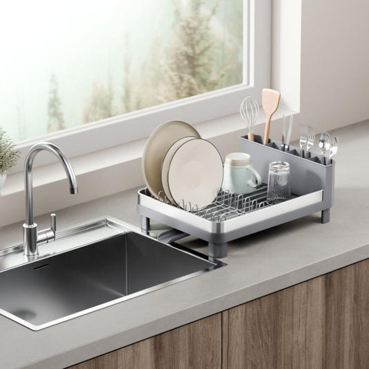 Escurridor De Platos Pureza, Gris Mate, en Acero inoxidable y Plastico
