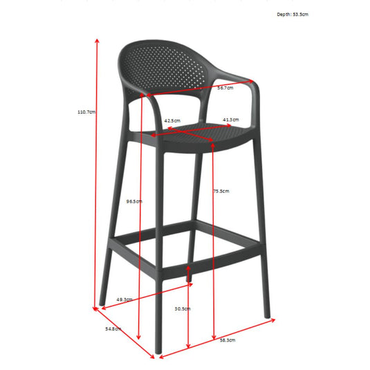 Set de 4 Sillas para Bar Curitiva, Negro, con Reposa Pies Doble Proposito