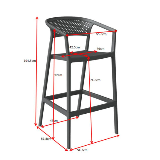 Set de 4 Sillas para Bar Salvador, Negro, con Reposa Pies Doble Proposito