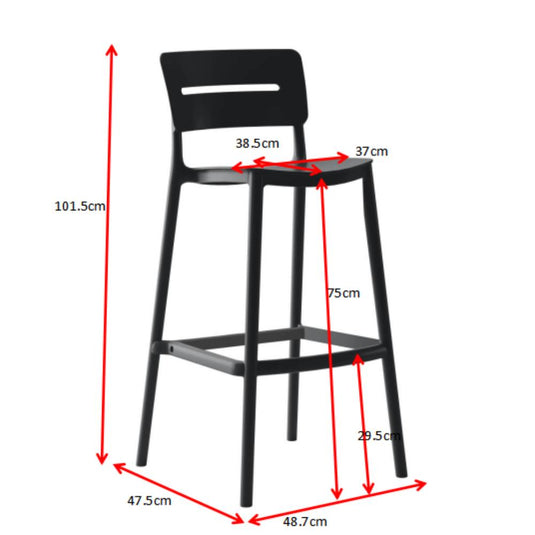 Set de 4 Sillas para Bar Manila, Verde, con Espaldar Rectangular y Diseño Moderno