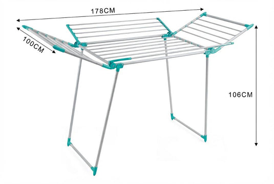 Tendedero de Piso Drymax, Gris y Azul, Plegable y Extendible