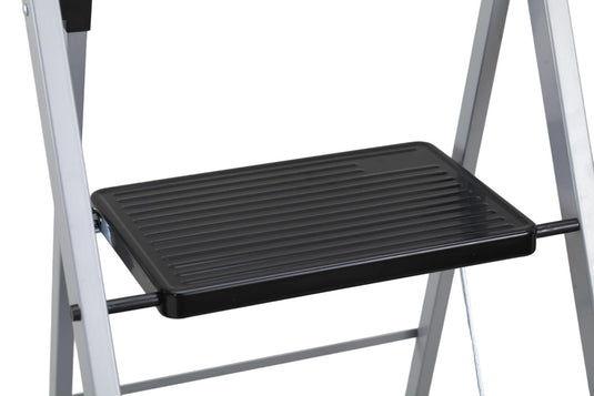Escalera Tubular Luminas, Gris y Negro, Plagable de 3 Niveles