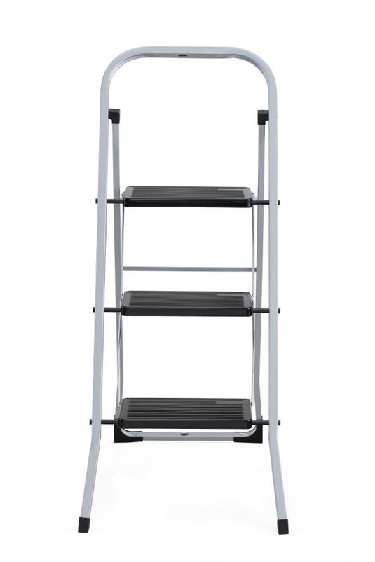 Escalera Tubular Luminas, Gris y Negro, Plagable de 3 Niveles