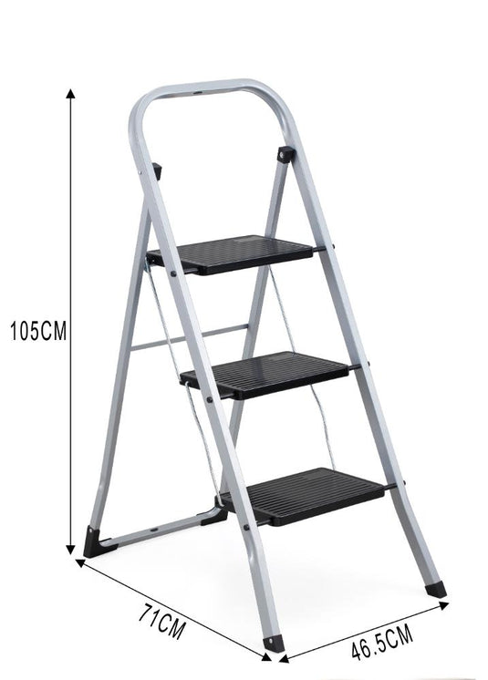Escalera Tubular Luminas, Gris y Negro, Plagable de 3 Niveles