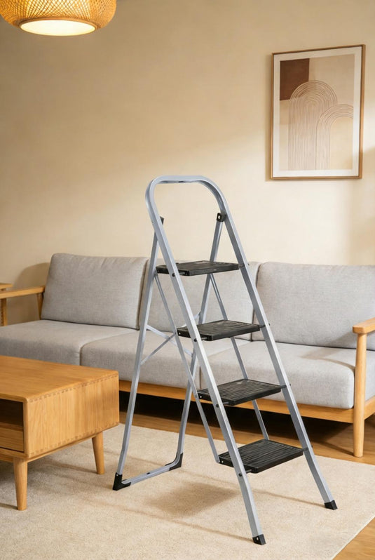 Escalera Tubular Natura, Negro, Plagable de 4 niveles