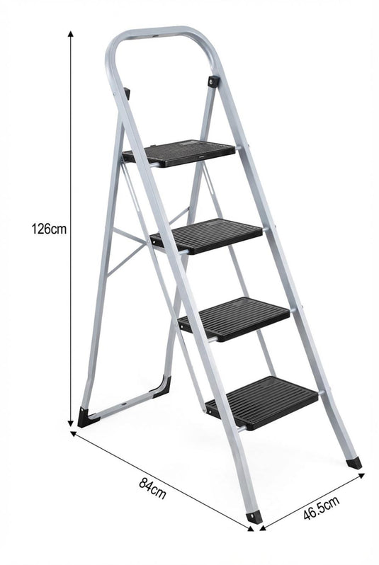 Escalera Tubular Natura, Negro, Plagable de 4 niveles