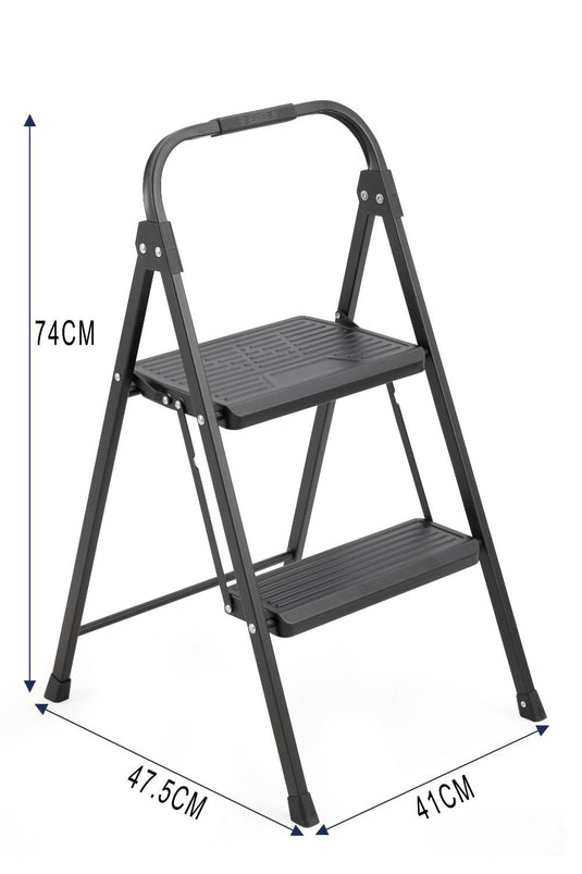 Escalera Tubular Andes, Negro, Plagable de 2 niveles