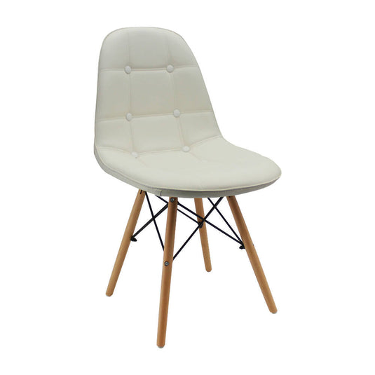 Kit por 4 Silla Botones Eames Acolchada - Blanca
