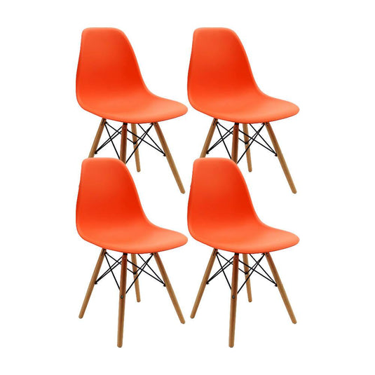 Kit por 4 sillas Eames Patas En Madera para comedor, sala, restaurante - Naranjas