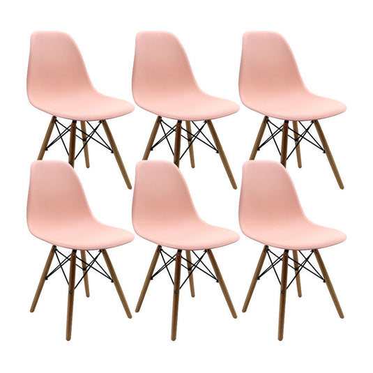 Kit por 6 sillas Eames Patas En Madera para comedor, sala, restaurante - Salmon