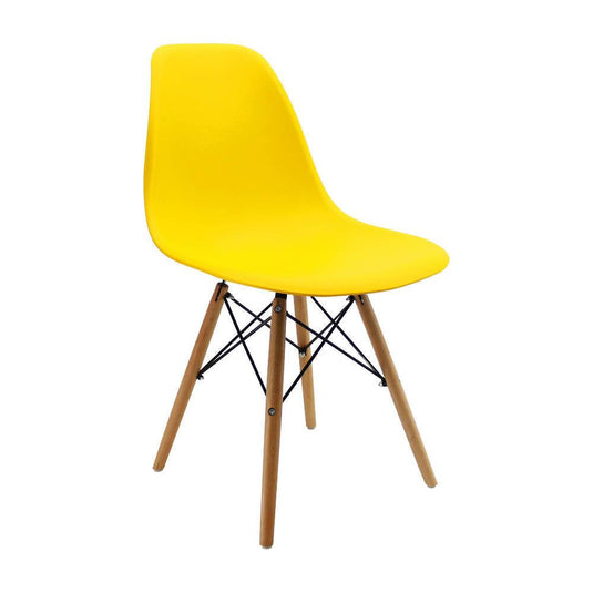 Silla Eames Patas En Madera para comerdor, sala, restaurante - Amarilla