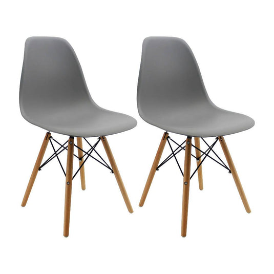Kit por 2 sillas Eames Patas En Madera para comedor, sala, restaurante - Gris