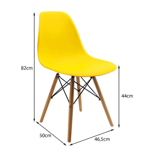 Kit por 2 sillas Eames Patas En Madera para comedor, sala, restaurante - Amarilla