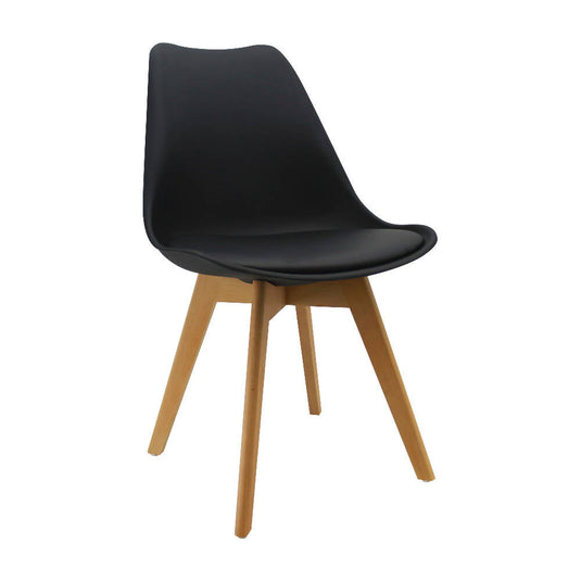 Kit Por 2 Silla Oslo Asiento Acolchado Patas en Madera - Negra