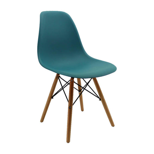 Kit por 2 sillas Eames Patas En Madera para comedor, sala, restaurante - Azul Petroleo