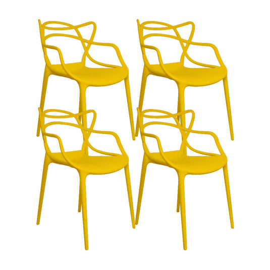 Kit por 4 Silla Solna Para Sala Comedor Jardín - Amarillo