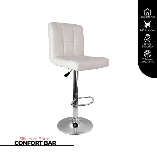 kit por 2 Silla Acolchada Tipo Bar - Blanca