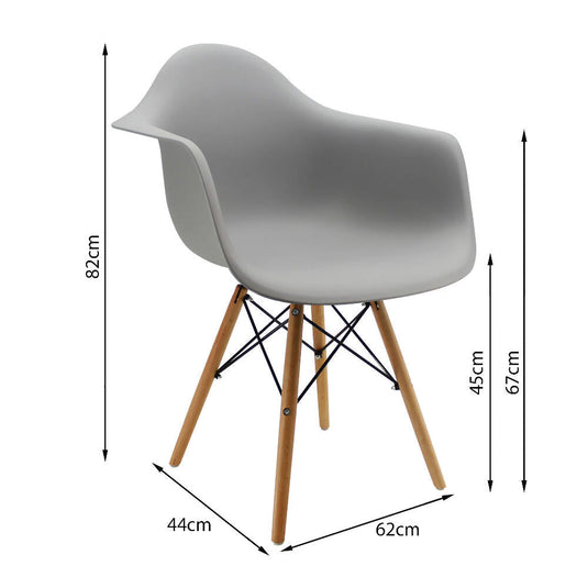 Silla Eames Con Brazos Patas en Madera - Gris