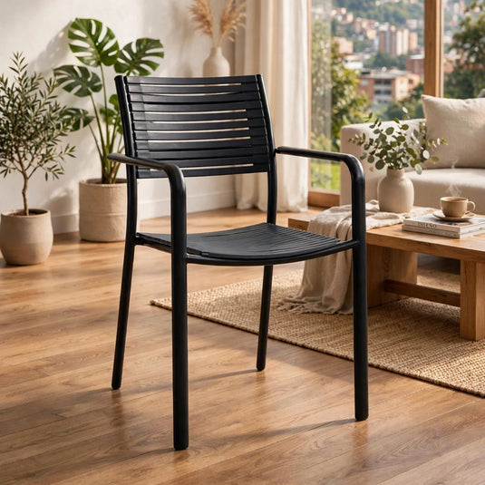 Sillas Comedor Exterior Oasis, Negro, con Cómodo Espaldar