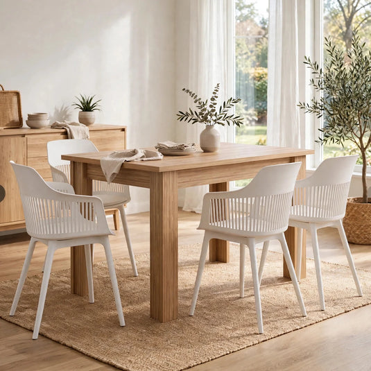 Combo Kaori, Incluye una Mesa y 4 Sillas Color Blanco