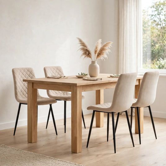 Combo Saoko, Incluye una Mesa y 4 Sillas Color Beige
