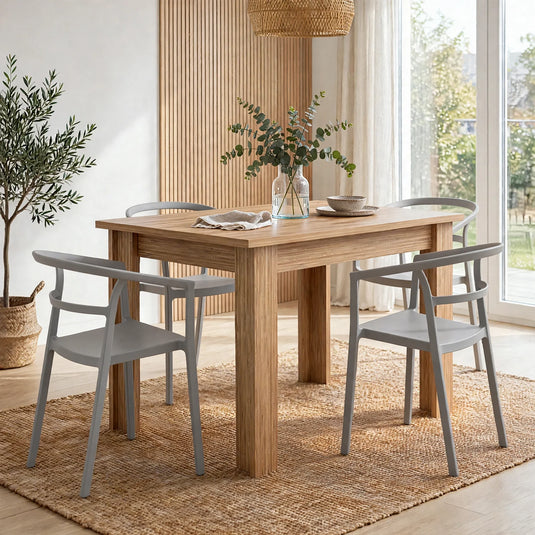 Combo Olivia, Incluye una Mesa y 4 Sillas Color Gris
