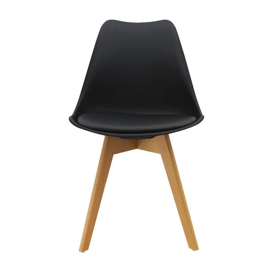 Kit Por 4 Silla Oslo Asiento Acolchado Patas en Madera - Negra