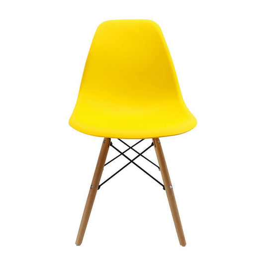 Kit por 2 sillas Eames Patas En Madera para comedor, sala, restaurante - Amarilla