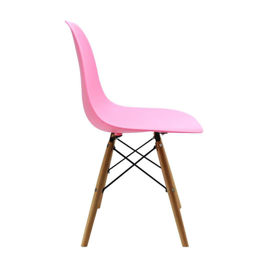 Kit por 6 sillas Eames Patas En Madera para comedor, sala, restaurante - Rosada