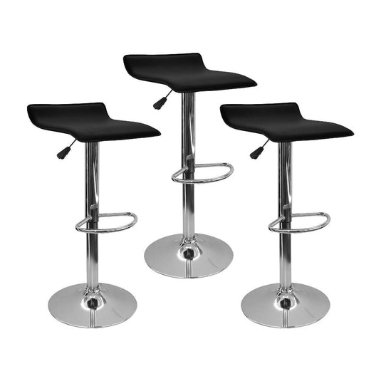 Kit por 3 Silla Tapizada Lisa Tipo Bar - Negra