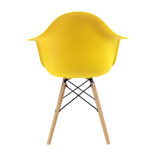 Kit por 4 Silla Eames Con Brazos Patas en Madera - Amarillo