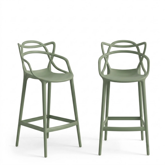 Set de 2 Sillas para Bar Palermo, Verde, con Reposa Pies Doble Propósito