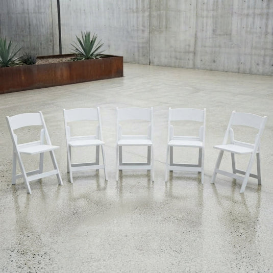 Set de 5 Sillas Plegables Erin, Blanco, Diseño Práctico y Funcional (Copia)