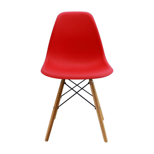 Kit por 2 sillas Eames Patas En Madera para comedor, sala, restaurante - Roja