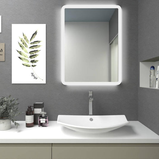 Espejo Rectangular Arezzo, con Diseño en Sandblasting y Luz Led