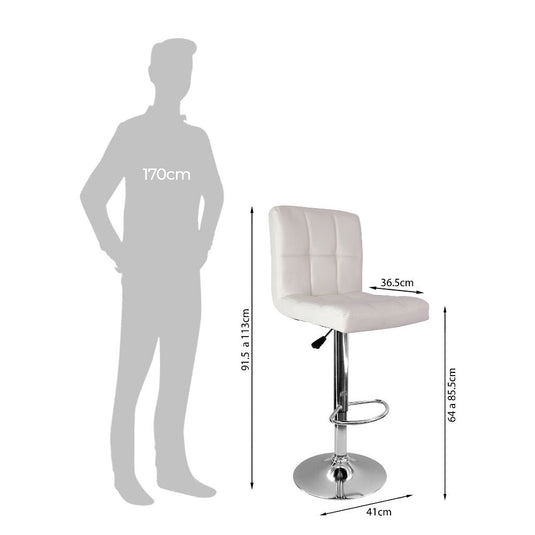 kit por 2 Silla Acolchada Tipo Bar - Blanca